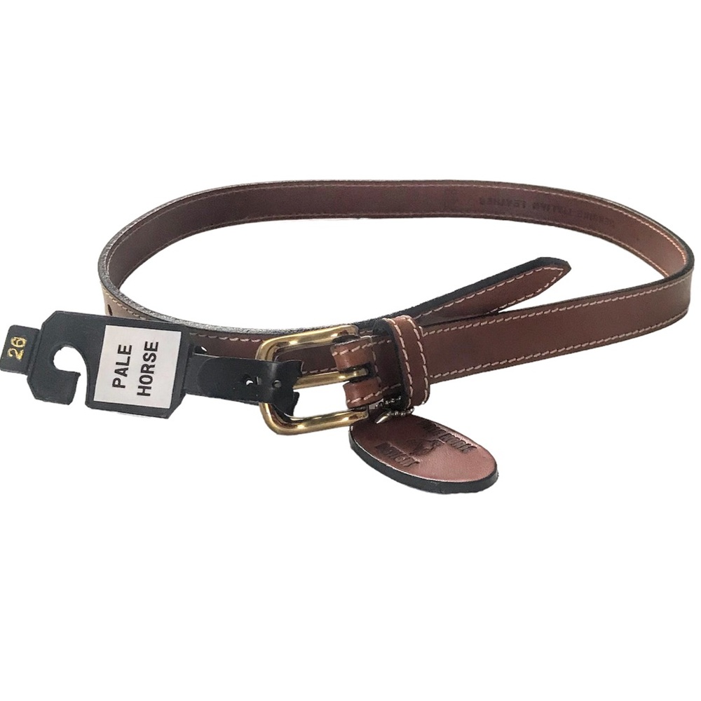 Italian Leather Belt Solid Brass Buckle NWT Brown/Tan Pale Horse Designs Size 26